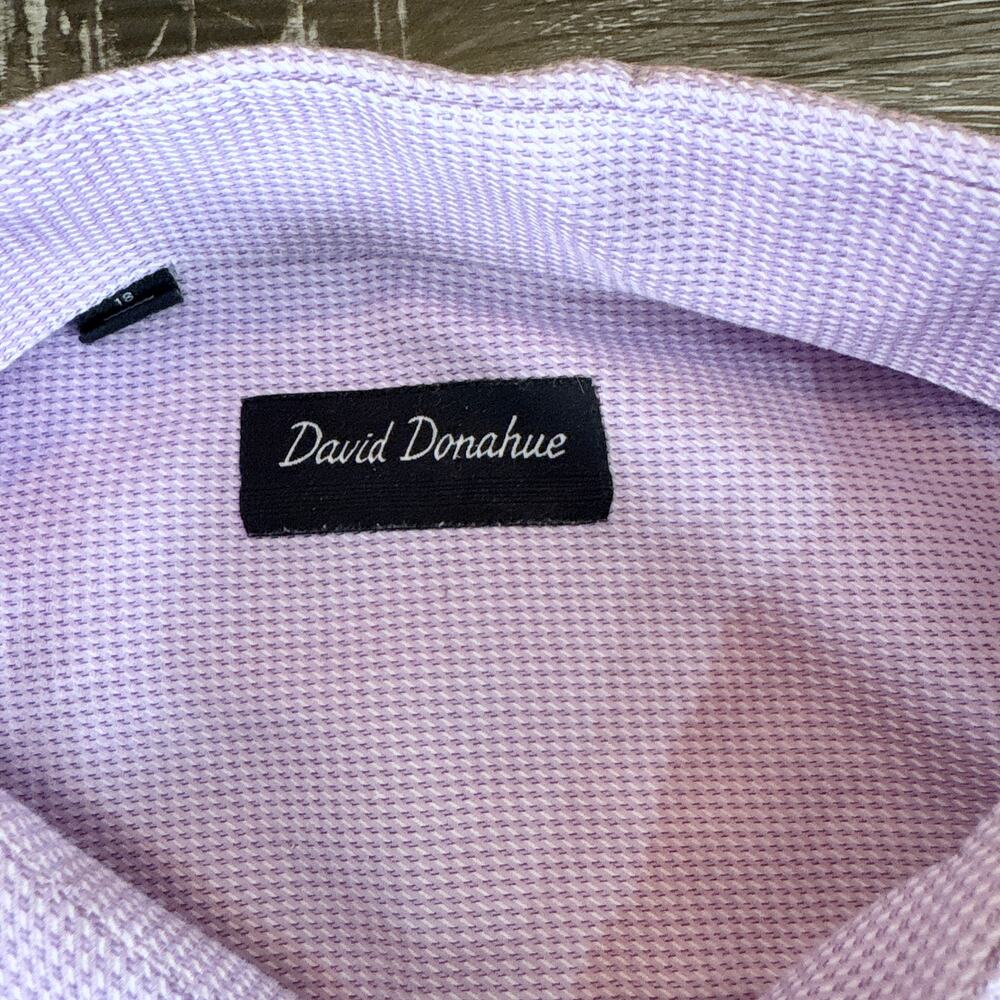 David Donahue Men's 100% Cotton L/S Dress Button Down Shirt Sz 18 34/35 *Read* - Picture 6 of 10